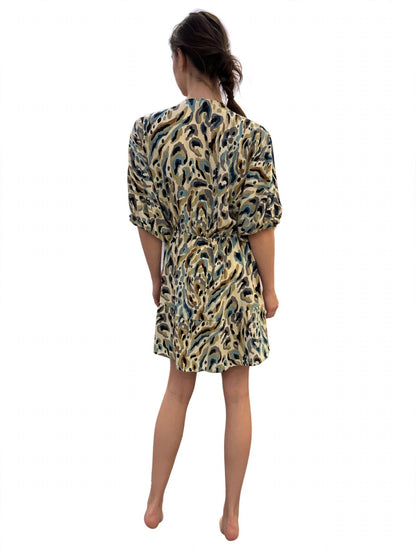 Damen-Sommerkleid lang mit abstraktem Leo-Print – leichtes Maxikleid