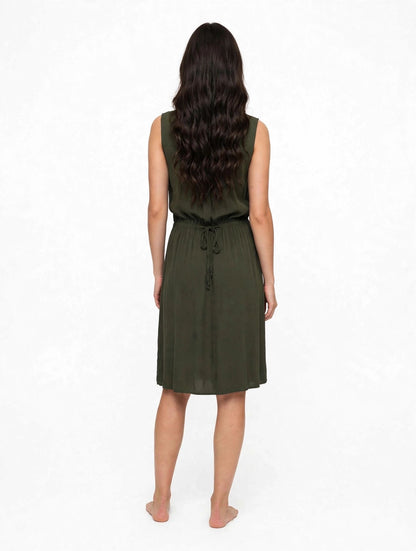 Ärmelloses Hemdblusenkleid LASCANA in Oliv (Khaki