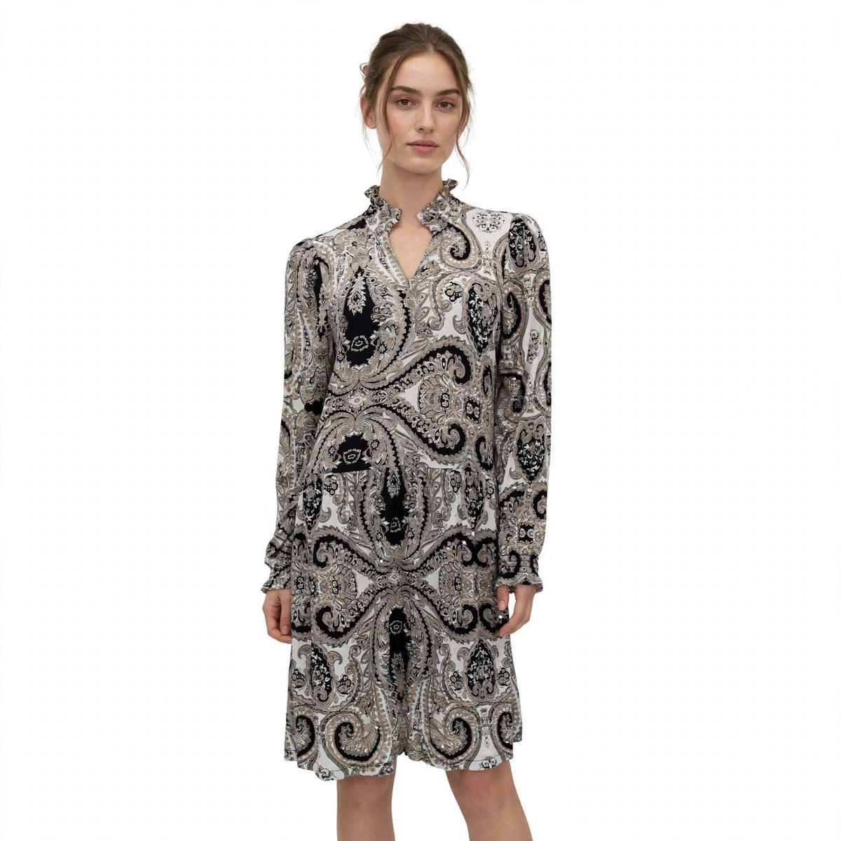 Paisley-Kleid mit langen Ärmeln