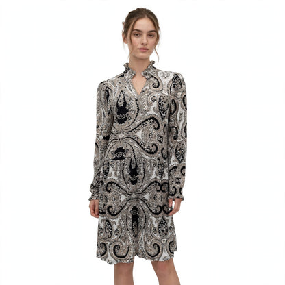 Paisley-Kleid mit langen Ärmeln