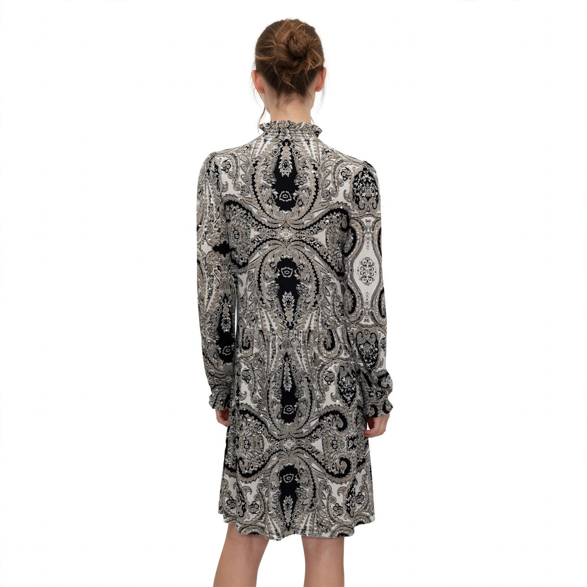 Paisley-Kleid mit langen Ärmeln
